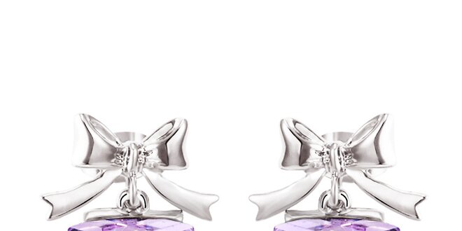 Dámské náušnice s mašličkami a fialovými krystaly Mileyna Accesories