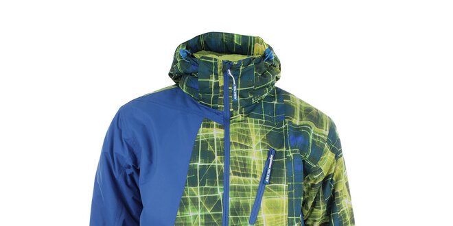 Pánská modrá lyžařská bunda s barevným potiskem Authority