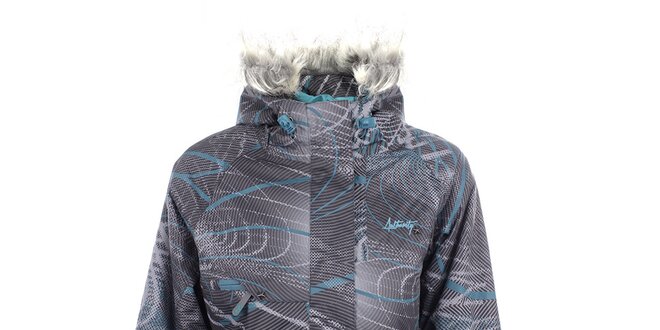 Dámská šedá lyžařská bunda s tyrkysovými prvky Authority
