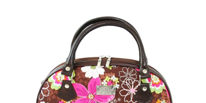 Dámská hnědá kabelka s barevnými květy Dara Bags