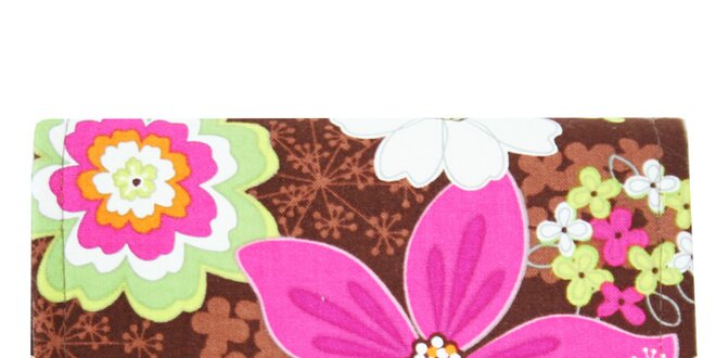 Dámská hnědá peněženka s barevnými květinami Dara Bags
