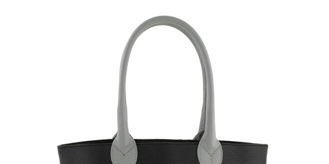 Dámská šedo-černá kožená kabelka Valentina Italy