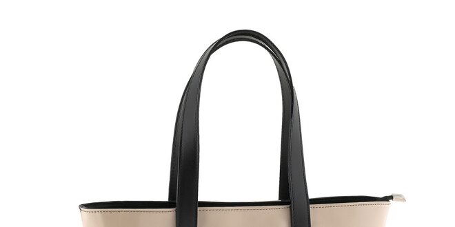 Dámská béžovo-černá kožená taška Valentina Italy