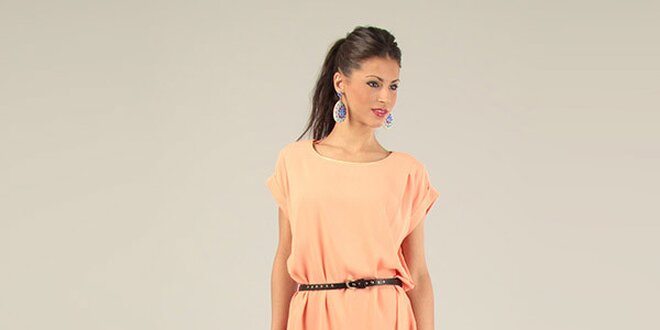 Dámské oranžové krátké šaty s páskem Lili Lovely