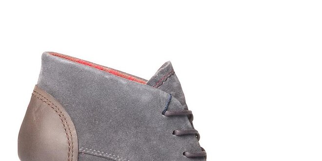 Dámské šedé kotníkové boty na podpatku Tommy Hilfiger