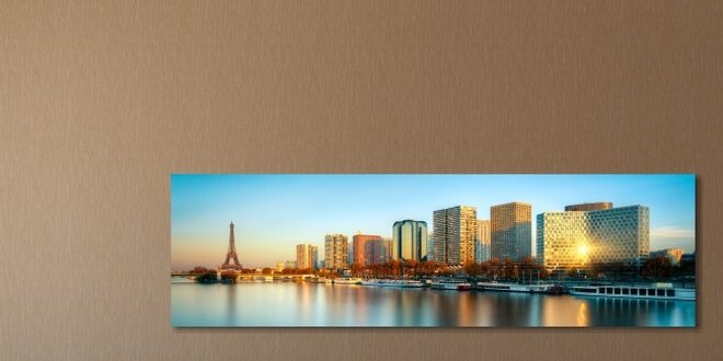 Panoramatický obraz Paříž - východ slunce 120x37 cm