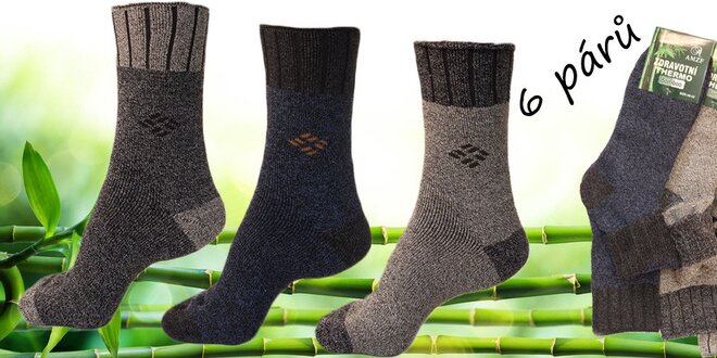 6 párů termo ponožek s bambusem