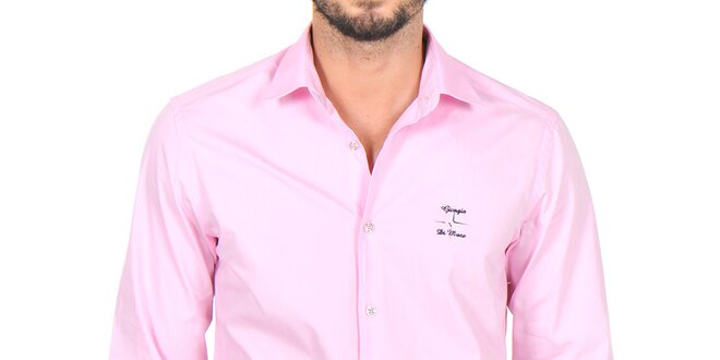 Pánská světle růžová košile s výšivkami Giorgio di Mare
