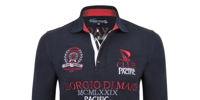 Pánské tmavě modré polo tričko s nápisy Giorgio Di Mare