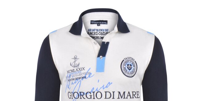 Pánské polo tričko s tmavě modrými rukávy Giorgio Di Mare