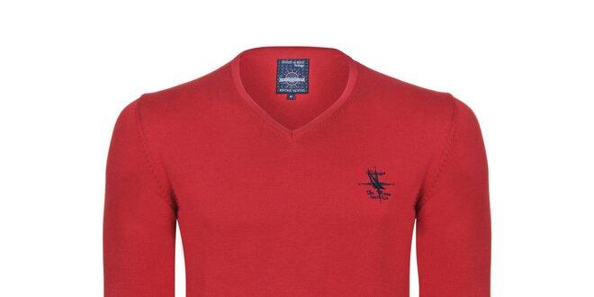 Pánský červený svetr s véčkovým výstřihem Giorgio di Mare