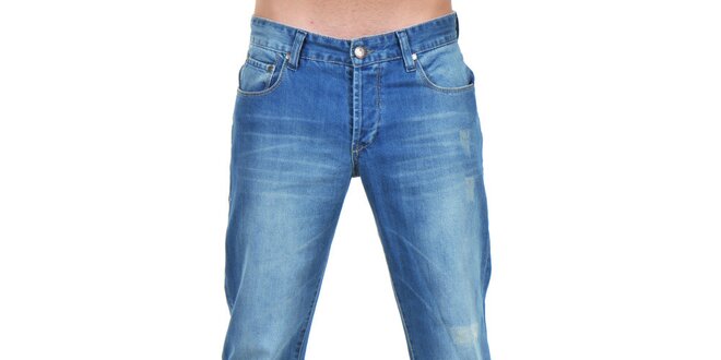 Pánské světle modré džíny s šisováním Giorgio Di Mare