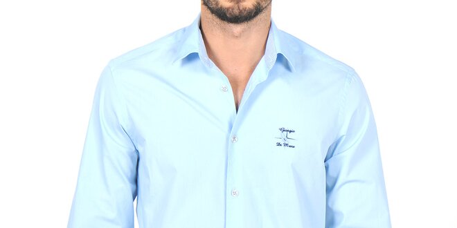 Pánská světle modrá košile s výšivkami Giorgio di Mare