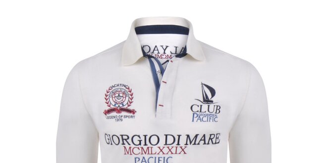 Pánské bílé polo tričko s nápisy Giorgio Di Mare