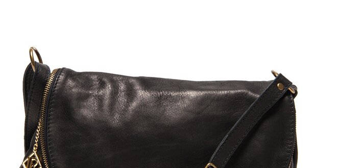 Dámská černá kožená kabelka s přívěskem a střapcem Isabella Rhea