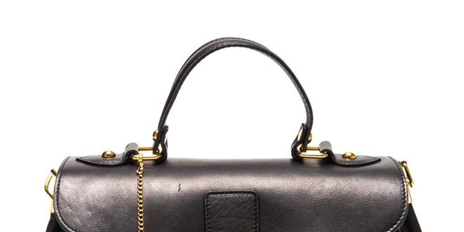 Dámská černá kožená kabelka se zlatým zámečkem Isabella Rhea
