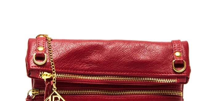 Dámská červená kabelka se zlatými zipy Isabella Rhea