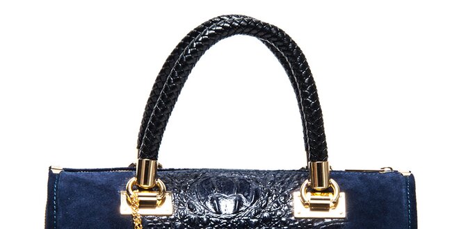 Dámská modrá kabelka se vzorem krokodýlí kůže Isabella Rhea