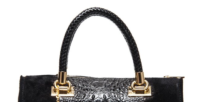 Dámská černá kabelka se vzorem krokodýlí kůže Isabella Rhea