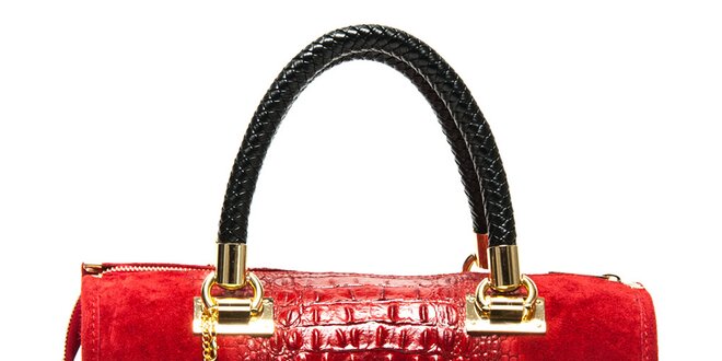 Dámská červená kabelka se vzorem krokodýlí kůže Isabella Rhea