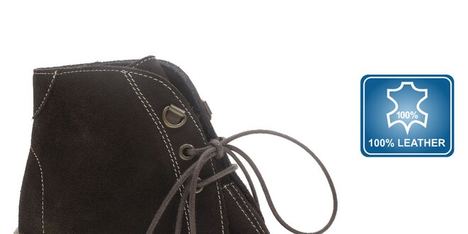 Dámské tmavě hnědé kotníkové boty s tkaničkami Beppi