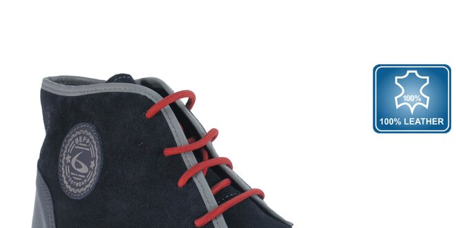 Pánské tmavě modré boty s červenými tkaničkami Beppi