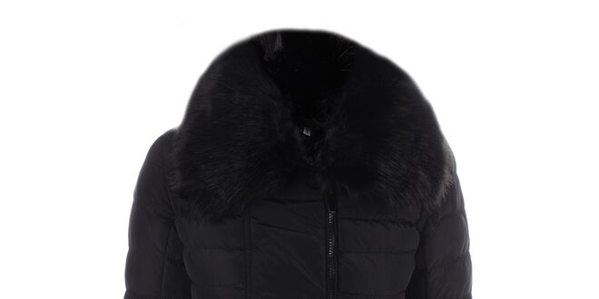 Dámská černá bunda s velkým límcem B.style