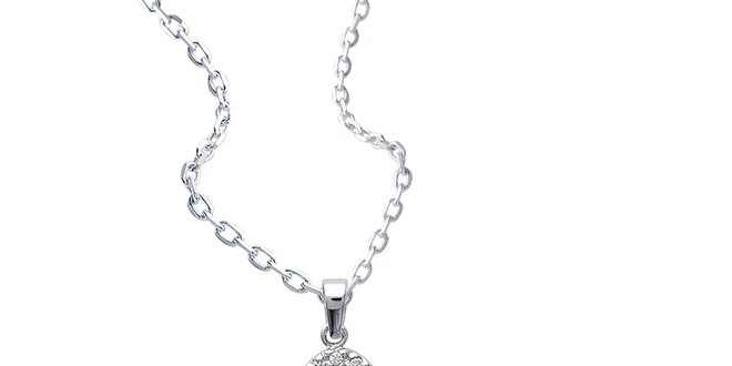 Dámský stříbrný náhrdelník s řetízkem a srdíčkem se zirkony La Mimossa
