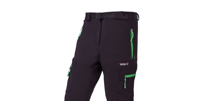 Dámské černé outdoorové kalhoty se zelenými prvky Izas