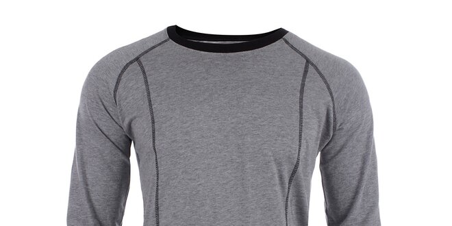 Pánské šedé slim fit triko s černými prvky Big Star