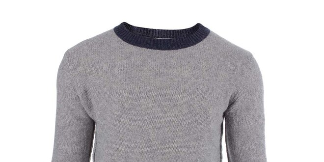 Pánský šedý svetr s kontrastním lemováním Big Star