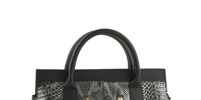 Dámská stříbrno-černá kabelka s motivem hadí kůže Classe regina