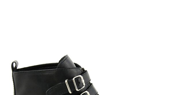 Dámské černé boty se zipem a přezkami Paola Ferri