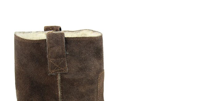 Dámské tmavě hnědé kotníkové boty s kožíškem Paola Ferri