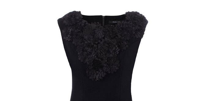 Dámské černé šaty s květinovým výstřihem Dislay DY Design