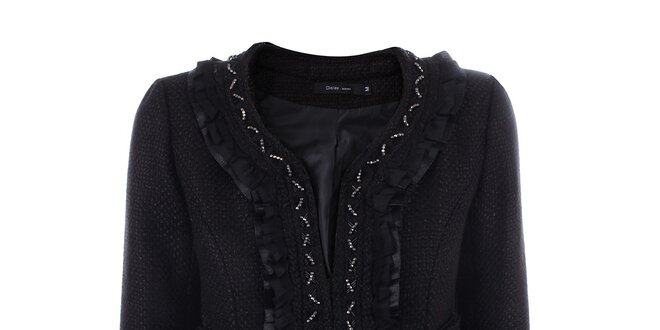 Dámský černý krátký kabátek s korálky Dislay DY Design