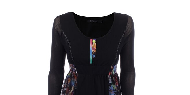 Dámské černé šaty s barevnými květinami Dislay DY Design