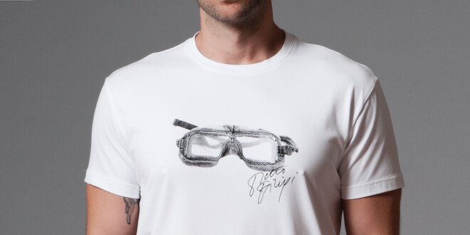 Pánské bílé tričko s potiskem brýlí Pietro Filipi