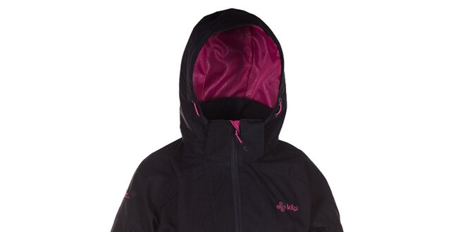 Dámská černá outdoorová bunda s růžovými detaily Kilpi