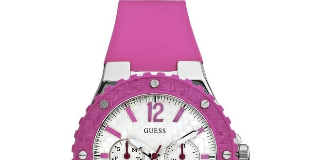 Dámské růžové hodinky Guess s chronografem