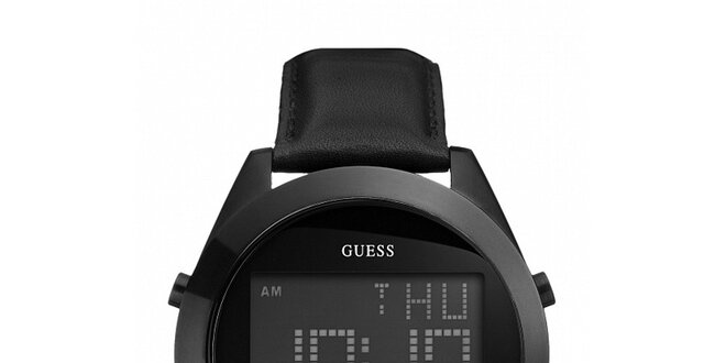 Pánské černé digitální hodinky Guess