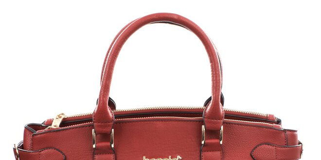 Dámská červená kabelka s kovovým nápisem Bessie