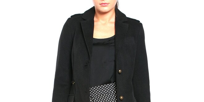 Dámský černý kabát na knoflíky Vera Ravenna