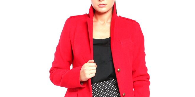 Dámský červený kabát na knoflíky Vera Ravenna