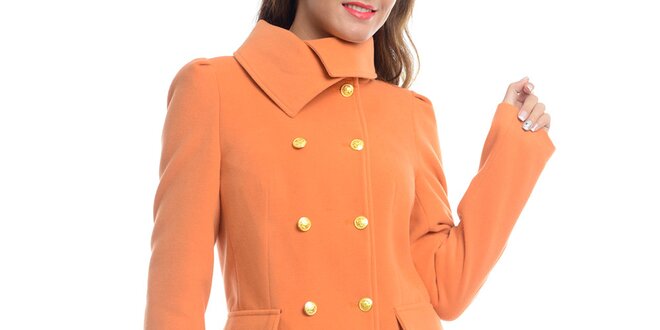 Dámský dvouřadý oranžový kabát Vera Ravenna
