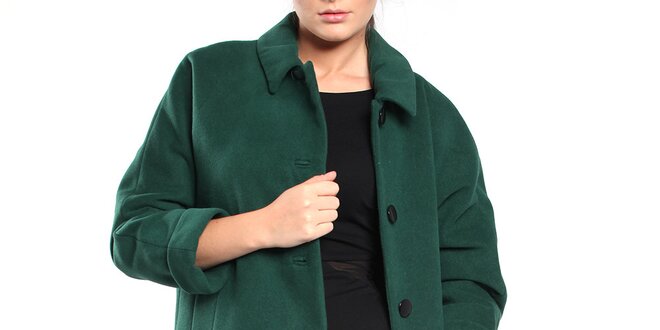 Dámský lahvově zelený retro kabát Vera Ravenna