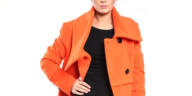 Dámský oranžový kabát na knoflíky Vera Ravenna