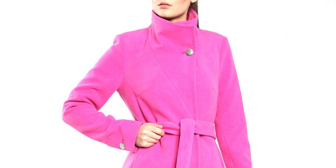 Dámský růžový kabát s páskem Vera Ravenna