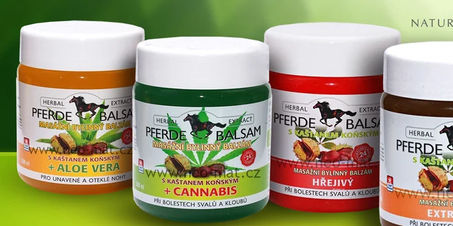 Nabitý balíček 4 koňských balzámů s cannabis i aloe vera