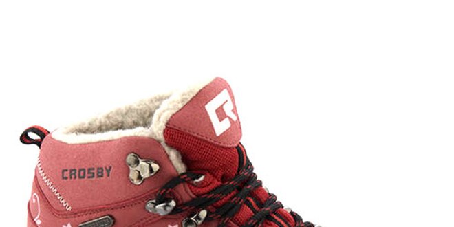 Dámské červené kotníkové boty s potiskem Crosby